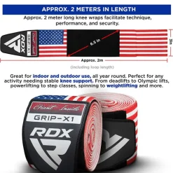 RDX American Flag K1 Elasticated Knee Compression Bandage Wraps Oeko-Tex® Standard 100 Certified