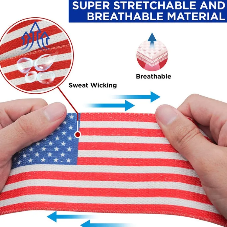 RDX American Flag K1 Elasticated Knee Compression Bandage Wraps Oeko-Tex® Standard 100 Certified