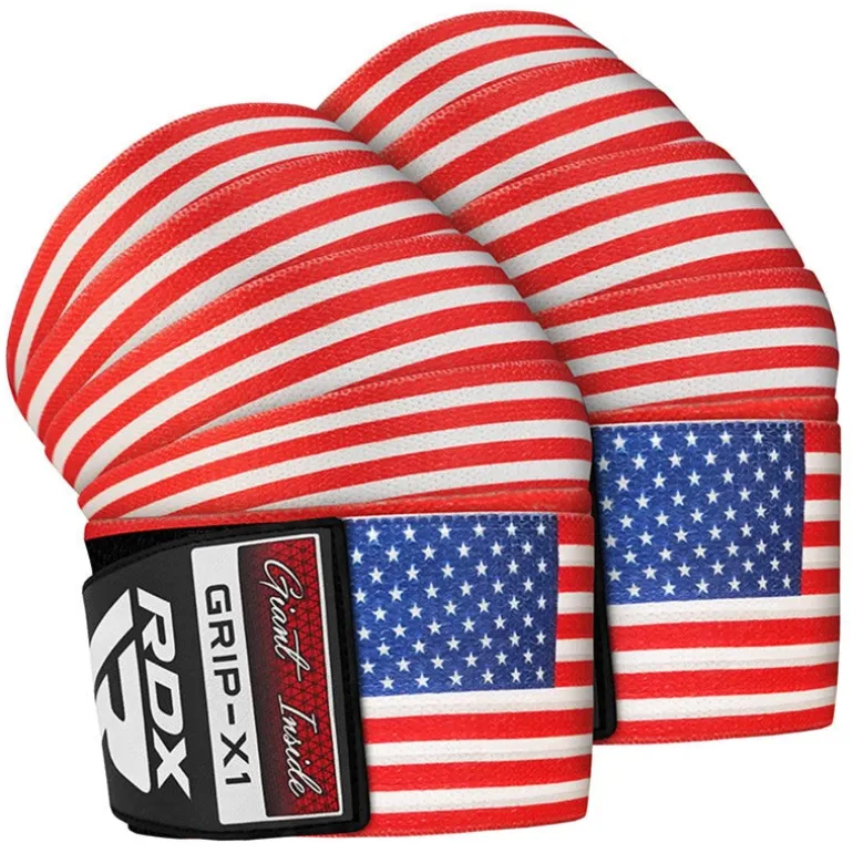 RDX American Flag K1 Elasticated Knee Compression Bandage Wraps Oeko-Tex® Standard 100 Certified