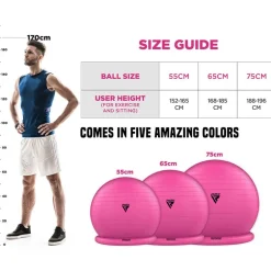 RDX B2 Inflatable Yoga Ball with Anti-Slip Base, Resistance Tubes & Air Pump