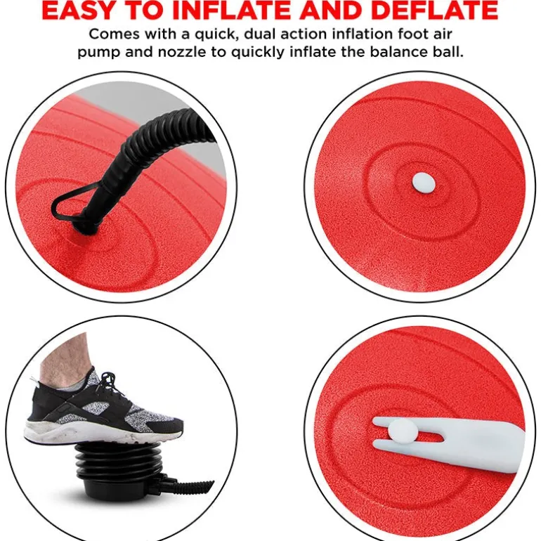 RDX B2 Inflatable Yoga Ball with Anti-Slip Base, Resistance Tubes & Air Pump