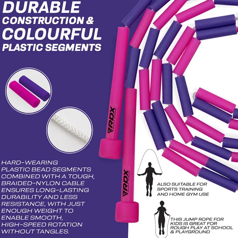 RDX BP Pink Purple Colour Braided Nylon Tangle-Free 10ft Kids Skipping Rope