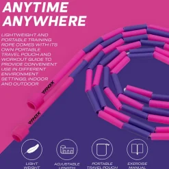 RDX BP Pink Purple Colour Braided Nylon Tangle-Free 10ft Kids Skipping Rope