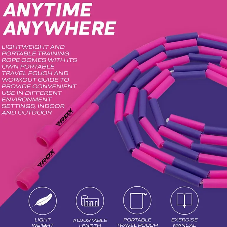 RDX BP Pink Purple Colour Braided Nylon Tangle-Free 10ft Kids Skipping Rope