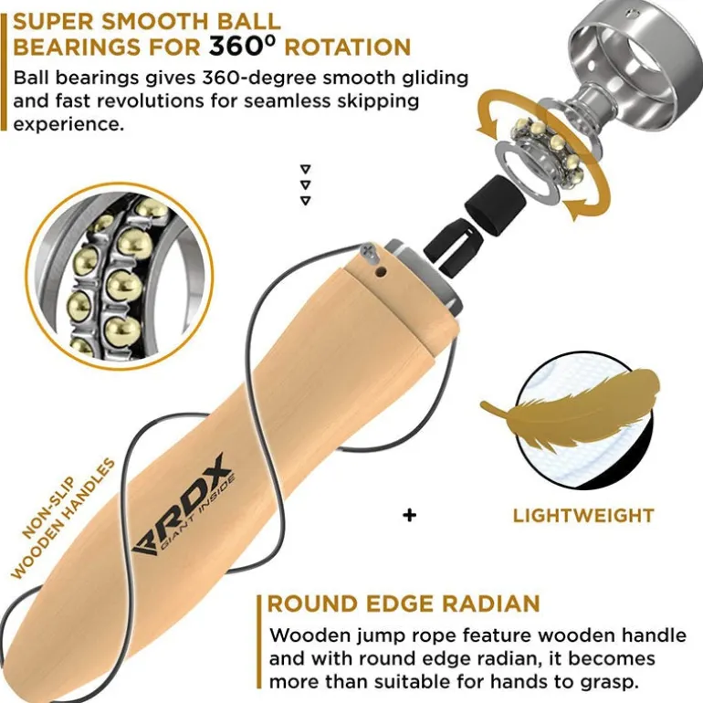 RDX BR 10.3ft Wooden Handles Skipping Rope