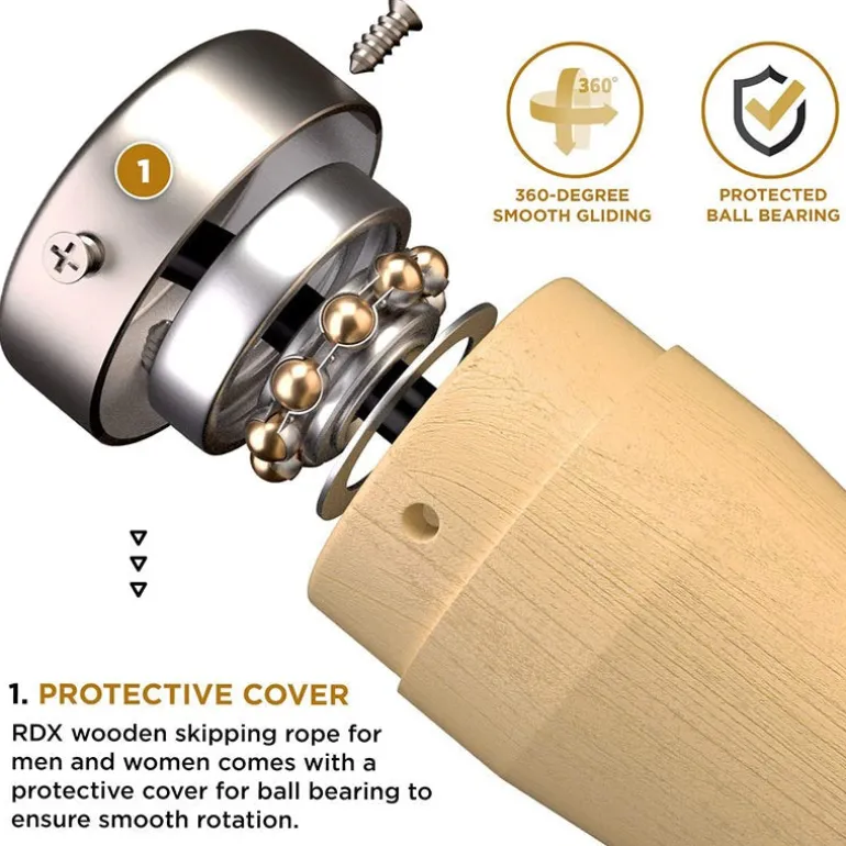 RDX BR 10.3ft Wooden Handles Skipping Rope