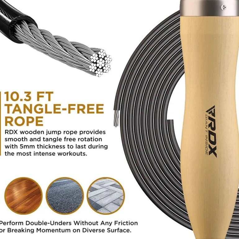 RDX BR 10.3ft Wooden Handles Skipping Rope