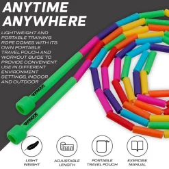 RDX BR Rainbow Color Braided Nylon Tangle-Free 10ft Kids Skipping Rope