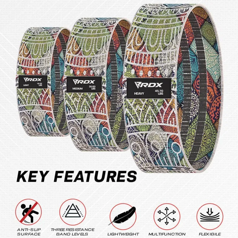 RDX CF Heavy-Duty Fabric Resistance Training Bands for Fitness