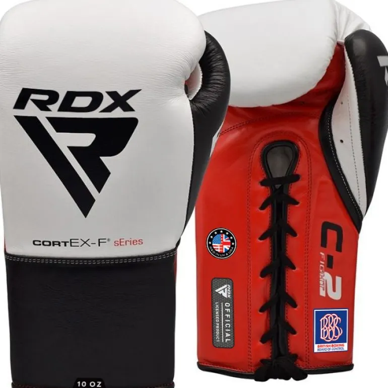 RDX C2 Fight Lace Up Leather Boxing Gloves BBBOFC/BIBA/WBF/NYAC /NEVADA APPROVED