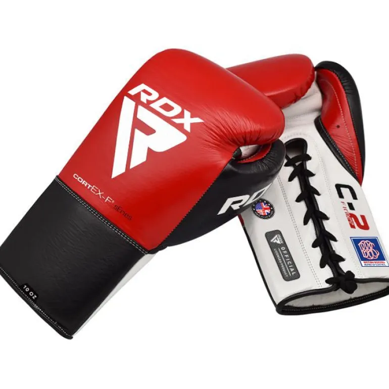 RDX C2 Fight Lace Up Leather Boxing Gloves BBBOFC/BIBA/WBF/NYAC /NEVADA APPROVED