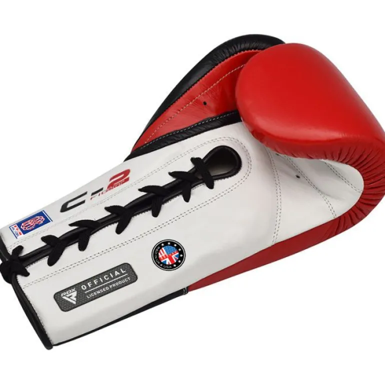 RDX C2 Fight Lace Up Leather Boxing Gloves BBBOFC/BIBA/WBF/NYAC /NEVADA APPROVED