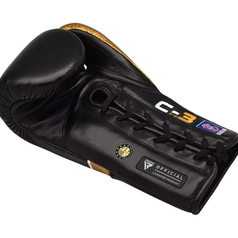 RDX C3 Fight Lace Up Leather Boxing Gloves BBBOFC/BIBA/WBF/NYAC /NEVADA APPROVED