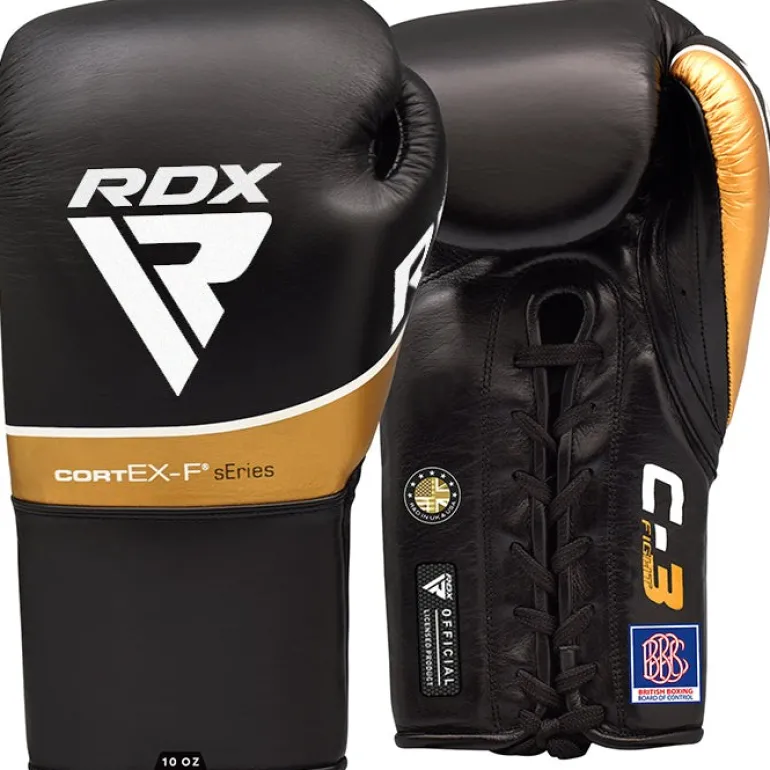 RDX C3 Fight Lace Up Leather Boxing Gloves BBBOFC/BIBA/WBF/NYAC /NEVADA APPROVED