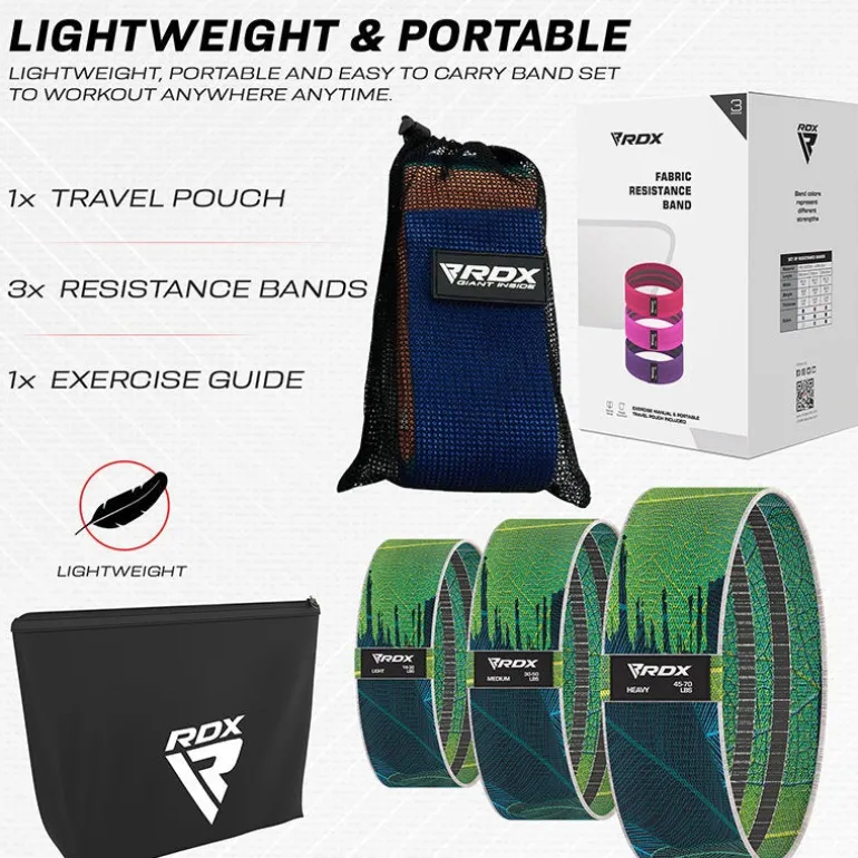 RDX CL Heavy-Duty Fabric Resistance Training Bands for Fitness