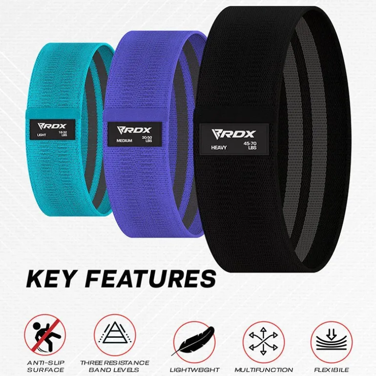 RDX CU Heavy-Duty Fabric Resistance Training Bands for Fitness