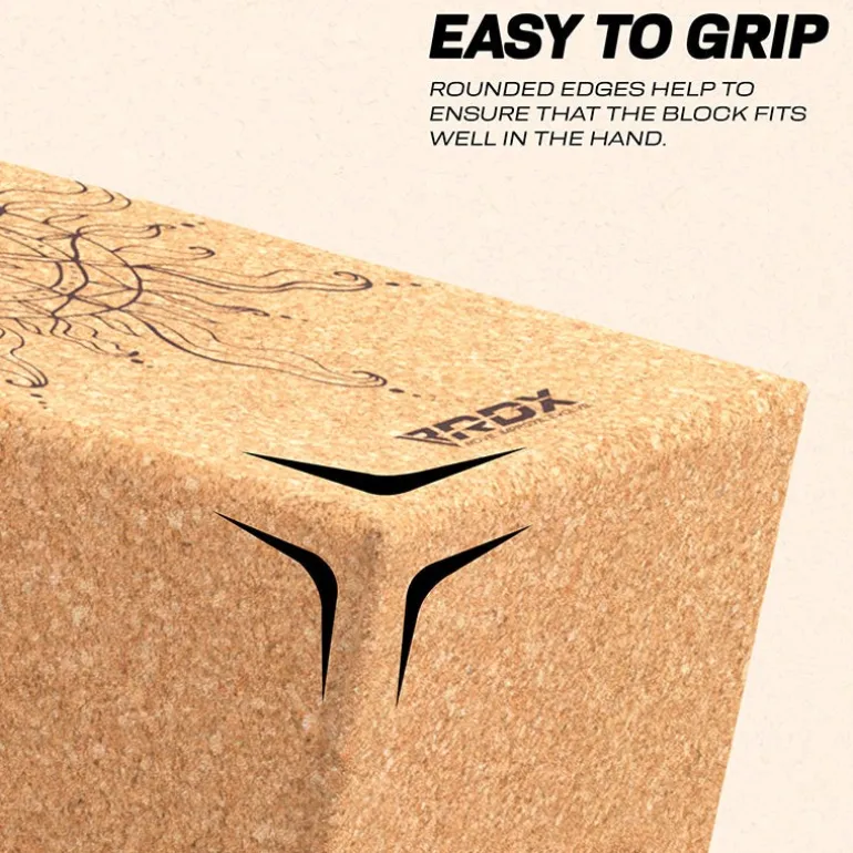 RDX D2 Cork Yoga Block Non-Slip Brick