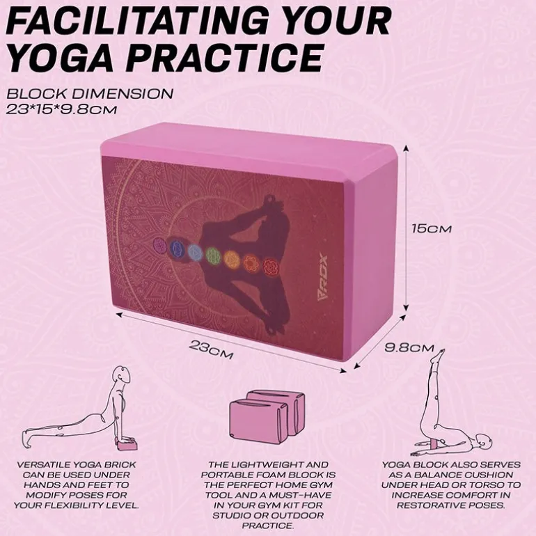 RDX D2 High Density EVA Foam Yoga Blocks Non-Slip Brick