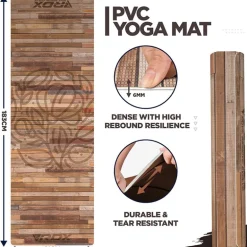 RDX D4 Iris 6mm PVC Yoga Mat Rustic Wood