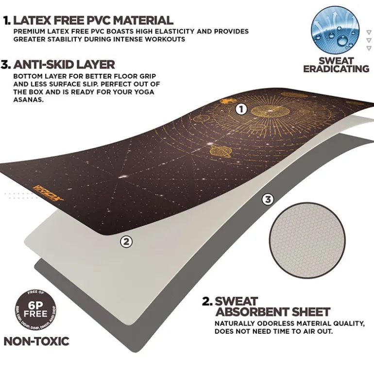 RDX D6 Iris 6mm PVC Yoga Mat Solar Brown