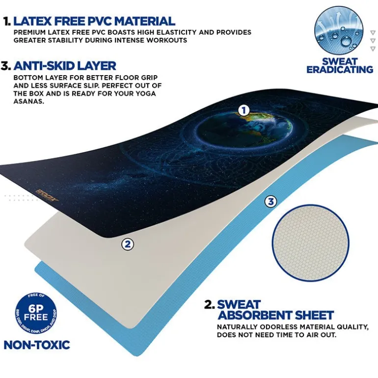 RDX D9 Iris 6mm PVC Yoga Mat Space Medallion