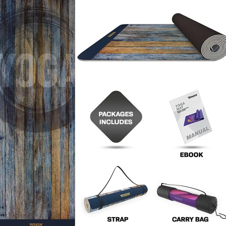 RDX D5 Iris 6mm PVC Yoga Mat Timber Blend