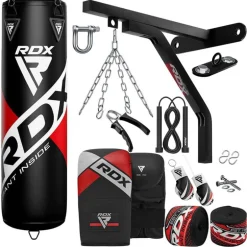RDX F10B 4ft / 5ft 17-in-1 Punch Bag with Bag Mitts Set