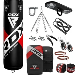 RDX F10B 4ft / 5ft 13-in-1 Punch Bag with Bag Mitts Set