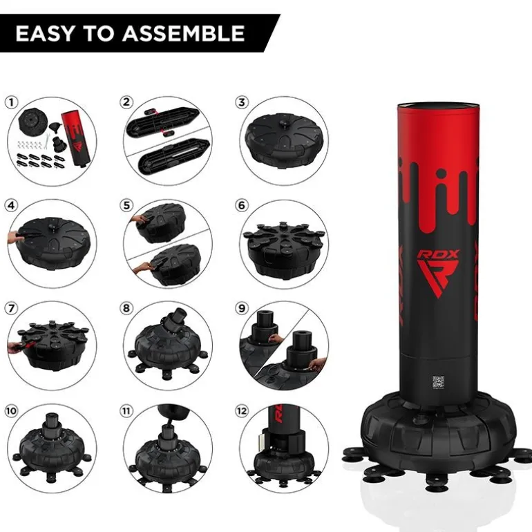 RDX F9 6ft Adults Free Standing Punch Bag With Bag Mitts For Training & Workout Set
