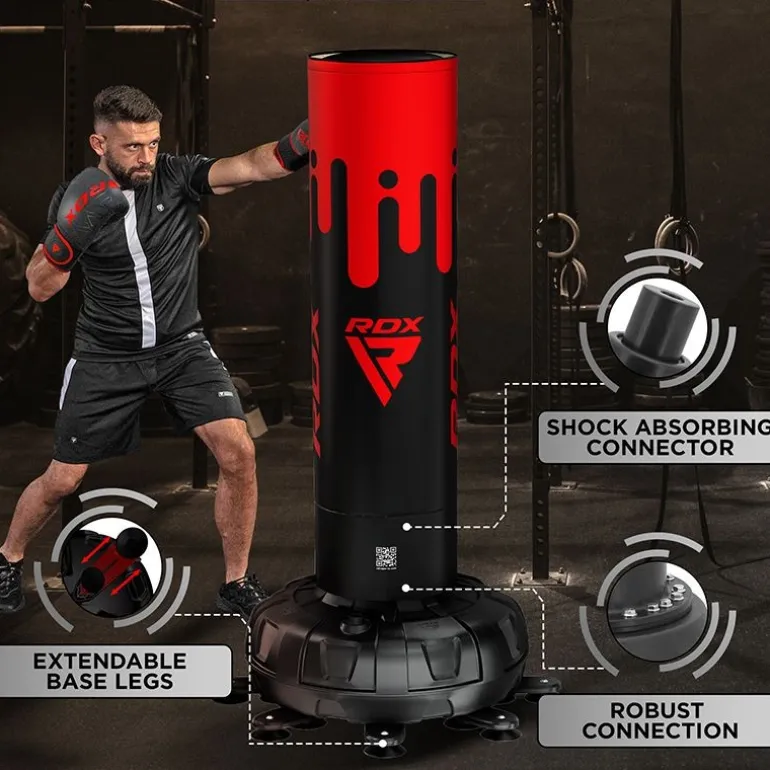 RDX F9 6ft Adults Free Standing Punch Bag With Bag Mitts For Training & Workout Set