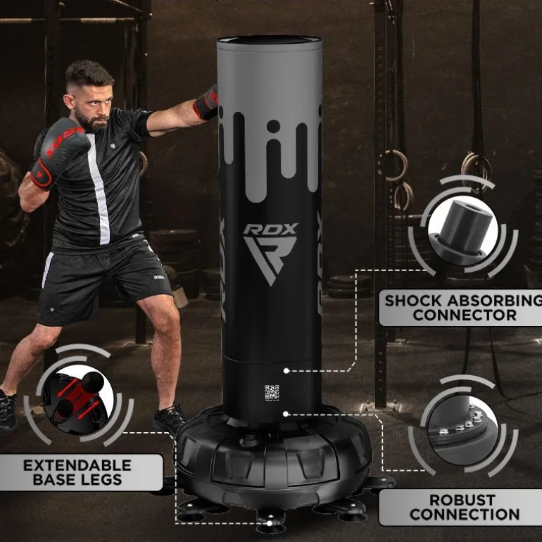 RDX F9 6ft Adults Free Standing Punch Bag With Bag Mitts For Training & Workout Set