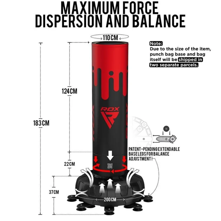 RDX F9 6ft Adults Free Standing Punch Bag With Bag Mitts For Training & Workout Set