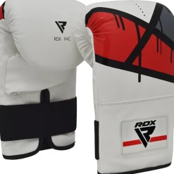 RDX F7 4ft / 5ft 3-in-1 Ego White / Red Training Punch Bag with Mitts Set