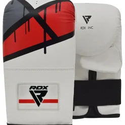 RDX F7 4ft / 5ft 3-in-1 Ego White / Red Training Punch Bag with Mitts Set