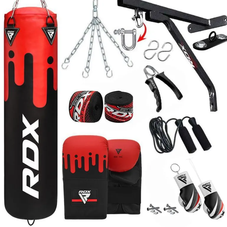 RDX F9 4ft / 5ft 14-in-1 Heavy Boxing Punch Bag & Mitts Set