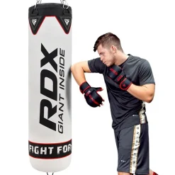 RDX F1 4ft / 5ft 4-in-1 White Punch Bag With Gloves & Wall Bracket Set