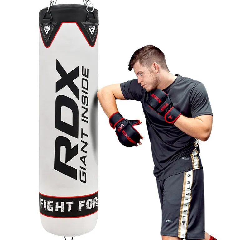 RDX F1 4ft / 5ft 3-in-1 White Punching Bag with Mitts Set