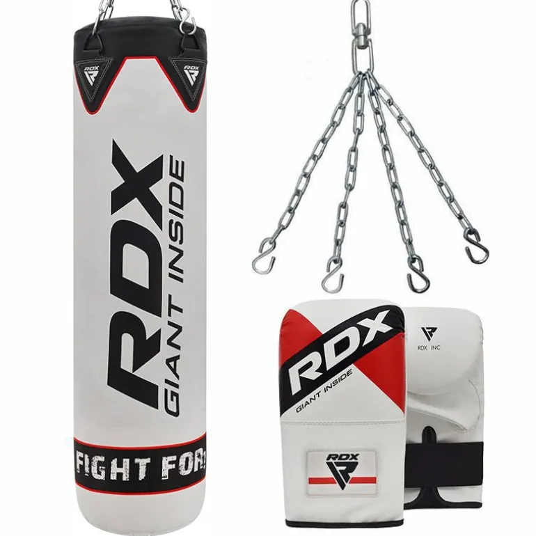 RDX F1 4ft / 5ft 3-in-1 White Punching Bag with Mitts Set