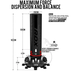 RDX F6 6ft Kara Black Free-Standing Punch Bag With Mitts Set
