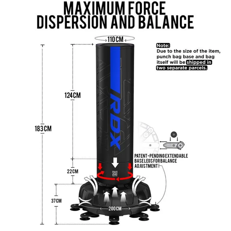 RDX F6 6Ft Kara Blue Free Standing Punch Bag With Mitts Set