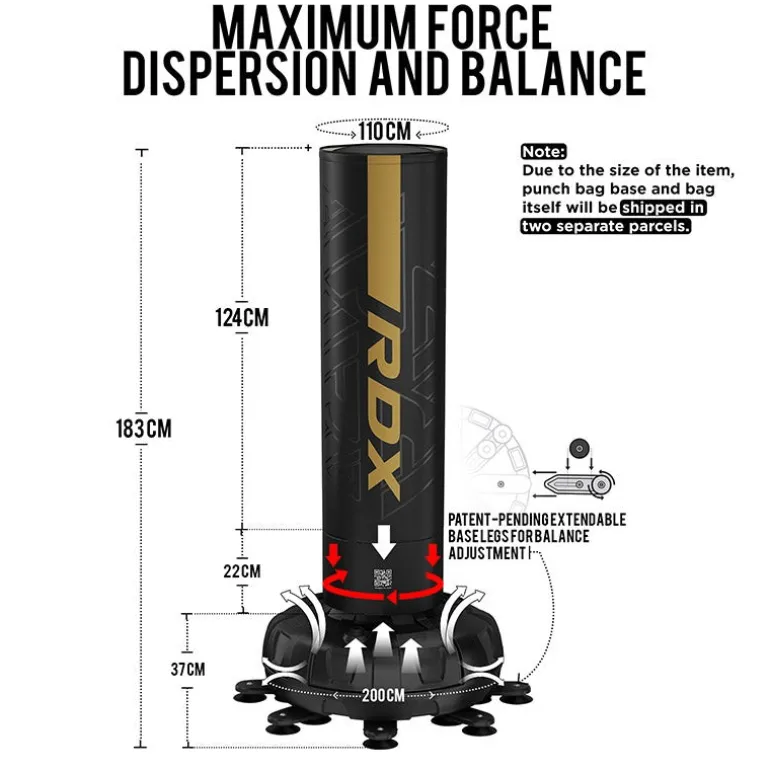 RDX F6 6ft Kara Golden & Black Free Standing Punch Bag With Mitts Set