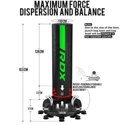 RDX F6 6ft Kara Green & Black Free-Standing Punch Bag With Mitts Set