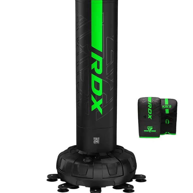 RDX F6 6ft Kara Green & Black Free-Standing Punch Bag With Mitts Set