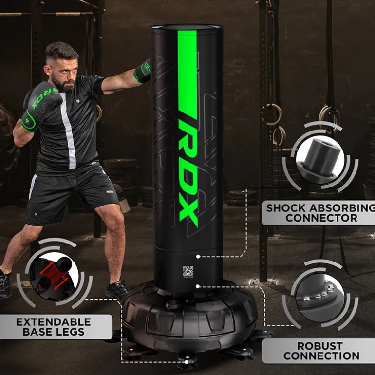 RDX F6 6ft Kara Green & Black Free-Standing Punch Bag With Mitts Set