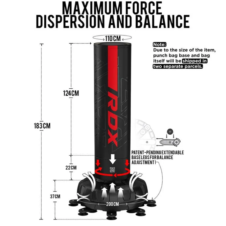 RDX F6 6ft Kara Red & Black Free-Standing Punch Bag With Mitts Set