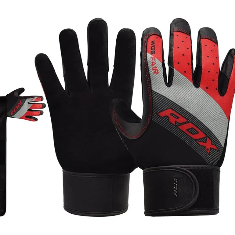 RDX F41 Full Finger Long Wrist Support Strap Heavy Weight Lifting Gym Gloves