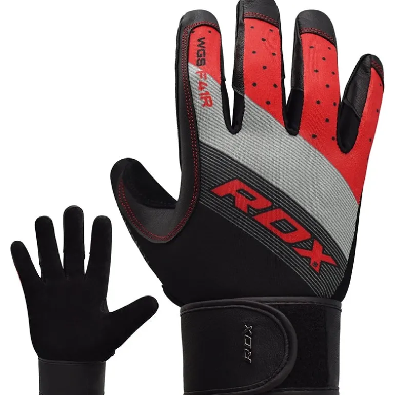 RDX F41 Full Finger Long Wrist Support Strap Heavy Weight Lifting Gym Gloves