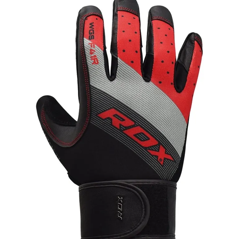 RDX F41 Full Finger Long Wrist Support Strap Heavy Weight Lifting Gym Gloves