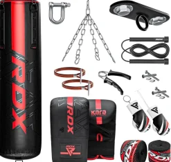 RDX F6 KARA 4ft / 5ft 13-in-1 Heavy Boxing Punch Bag & Mitts Set