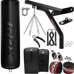 RDX F6 KARA 4ft / 5ft 17-in-1 Punch Bag with Bag Gloves Set